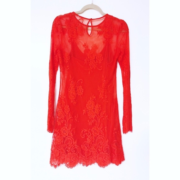 Lovers and Friends - Red Orange Lace Dress - Picture 6 of 6